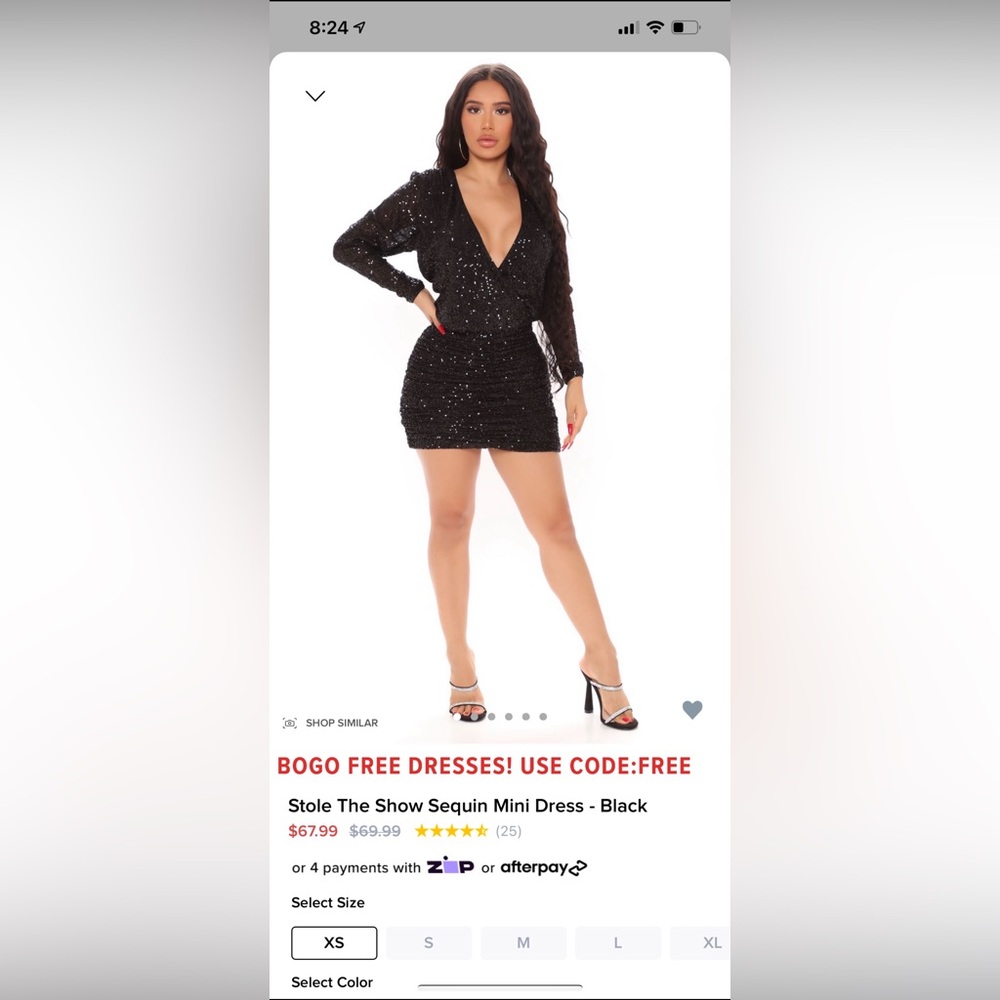 Fashion Nova Sequin Mini Dress - Black